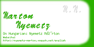 marton nyemetz business card